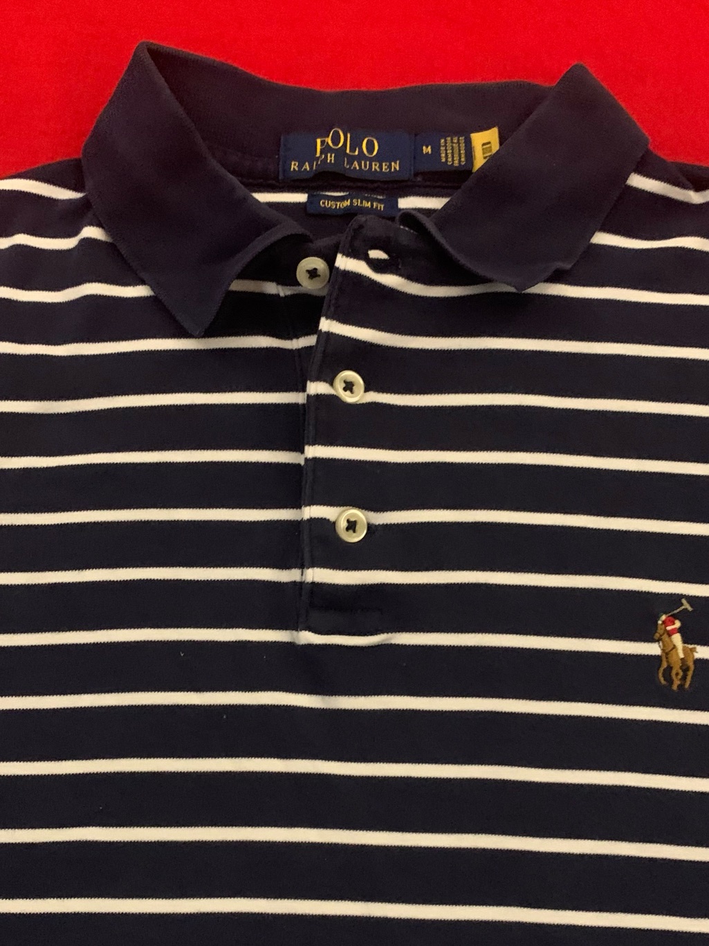Rl Polo Ss Custom Slim Fit Striped Polo
